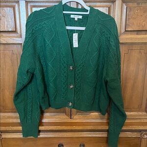Madewell Forest Green Cable Knit Cardigan